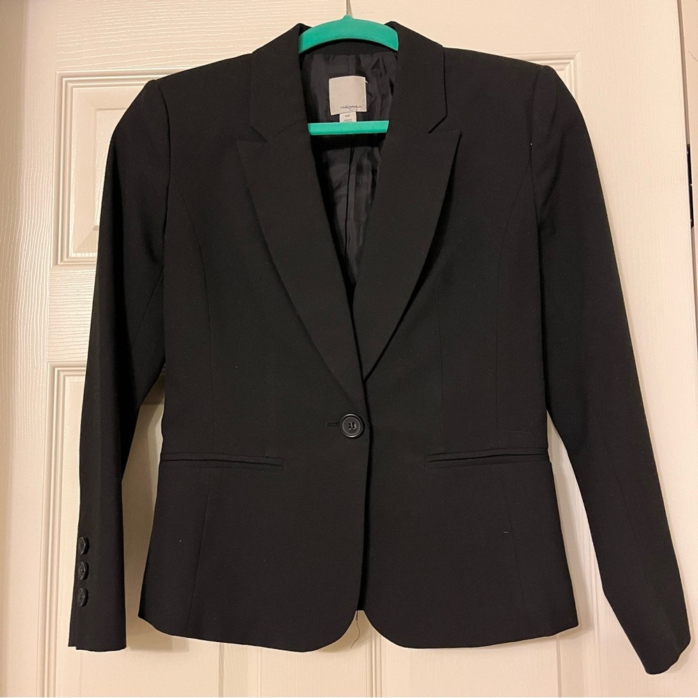Halogen Nordstrom classic fitted blazer jacket in black 00 petite